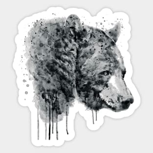 Bear Head Black and White Sticker